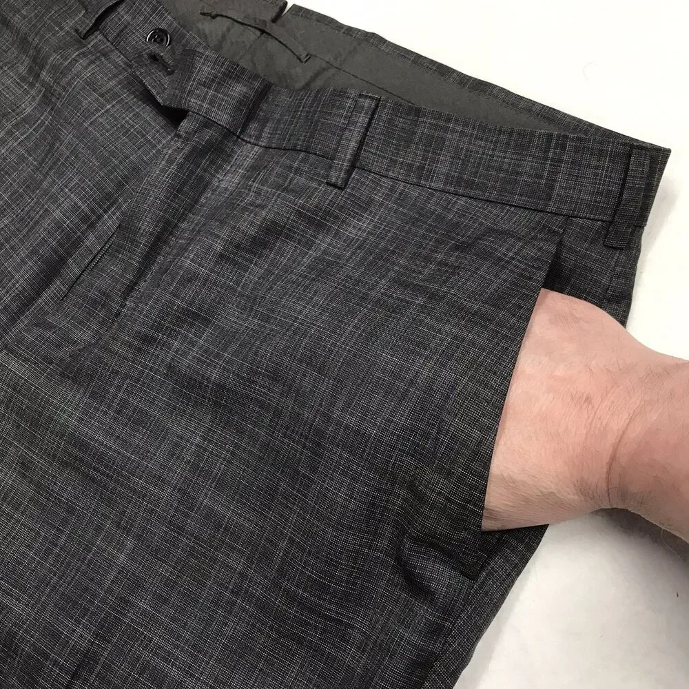 ERMENEGILDO ZEGNA Milano Dress Pants Men 56R (36x30) Gray Wool Silk Suit Trouser